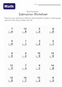 simple subtraction for kids - worksheet 36