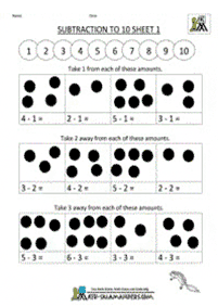 simple subtraction for kids - worksheet 37