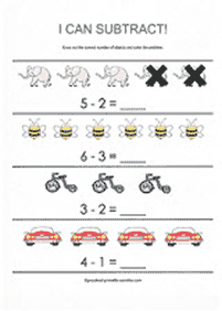 simple subtraction for kids - worksheet 38