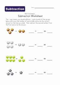 simple subtraction for kids - worksheet 4