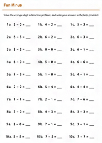 simple subtraction for kids - worksheet 67