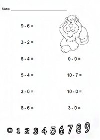 simple subtraction for kids - worksheet 74