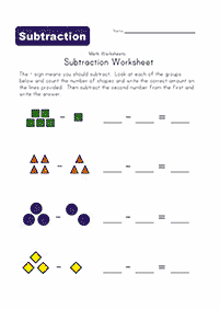 simple subtraction for kids - worksheet 8