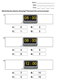 telling the time (clock) - worksheet 10