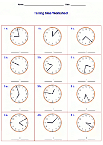 telling the time (clock) - worksheet 103