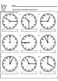 telling the time (clock) - worksheet 107