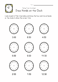 telling the time (clock) - worksheet 11