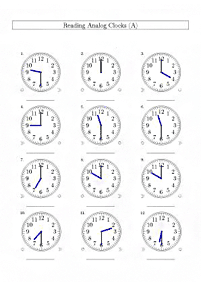 telling the time (clock) - worksheet 112