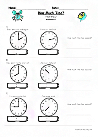 telling the time (clock) - worksheet 120