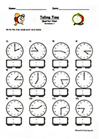 telling the time (clock) - worksheet 122