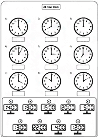telling the time (clock) - worksheet 126