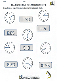 telling the time (clock) - worksheet 129