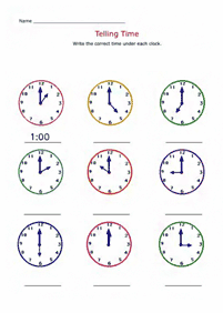 telling the time (clock) - worksheet 15