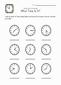 telling the time (clock) - worksheet 25