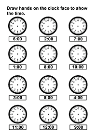 telling the time (clock) - worksheet 3