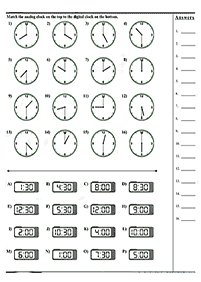 telling the time (clock) - worksheet 4