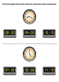 telling the time (clock) - worksheet 44
