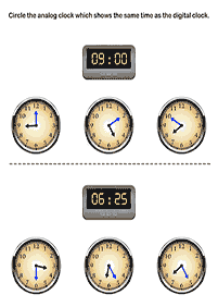 telling the time (clock) - worksheet 46