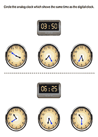 telling the time (clock) - worksheet 50