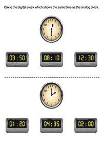 telling the time (clock) - worksheet 52