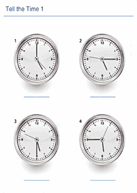 telling the time (clock) - worksheet 53