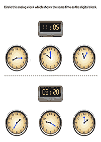 telling the time (clock) - worksheet 54