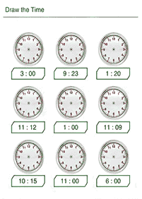 telling the time (clock) - worksheet 55