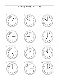 telling the time (clock) - worksheet 58