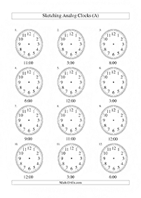 telling the time (clock) - worksheet 60