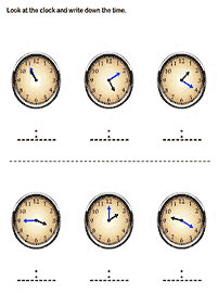 telling the time (clock) - worksheet 63