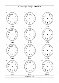 telling the time (clock) - worksheet 64