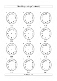 telling the time (clock) - worksheet 68