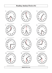 telling the time (clock) - worksheet 72