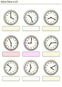 telling the time (clock) - worksheet 74