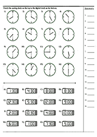 telling the time (clock) - worksheet 77