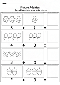 Einfache Addition für Kinder - Arbeitsblatt 33