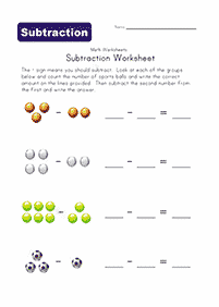 Einfache Subtraktion - Arbeitsblatt 4