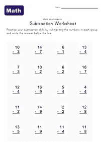 Einfache Subtraktion - Arbeitsblatt 44
