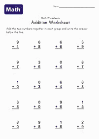 Einfache Addition für Kinder - Arbeitsblatt 44
