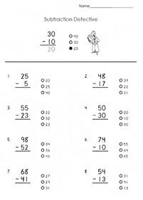 Subtraktion für Kinder - Arbeitsblatt 35