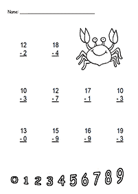 Subtraktion für Kinder - Arbeitsblatt 58