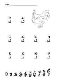 Subtraktion für Kinder - Arbeitsblatt 70