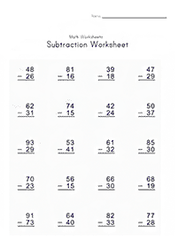 Subtraktion für Kinder - Arbeitsblatt 75