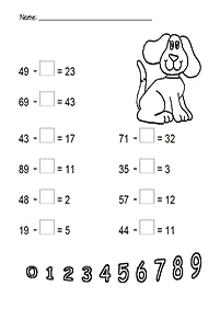Subtraktion für Kinder - Arbeitsblatt 77