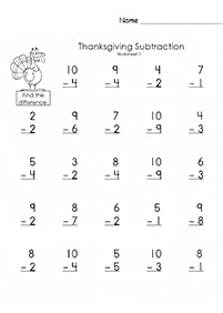 Einfache Subtraktion - Arbeitsblatt 56