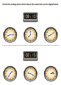 Aprender a leer la hora (reloj) – hoja de actividad 18