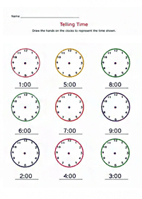 Aprender a leer la hora (reloj) – hoja de actividad 19