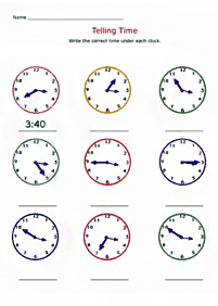 Aprender a leer la hora (reloj) – hoja de actividad 23