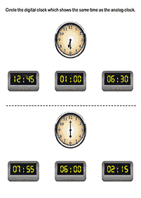 Aprender a leer la hora (reloj) – hoja de actividad 24