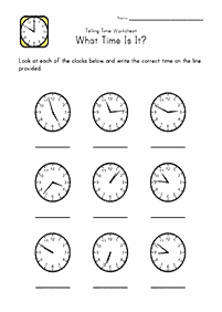 Aprender a leer la hora (reloj) – hoja de actividad 33